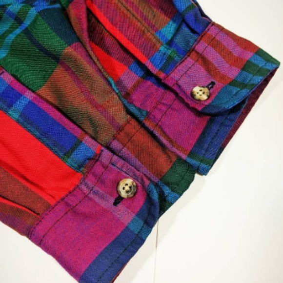 Vintage Sears Roebuck Red Plaid Button Down Shirt - Picture 4 of 6